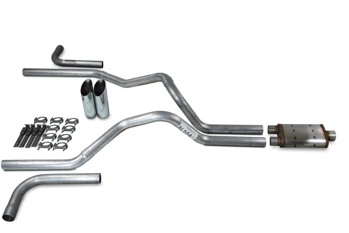 Dual Exhaust Kit for Ford F-150 (1987–1997) 2.5" Side Exit with Slash Tips