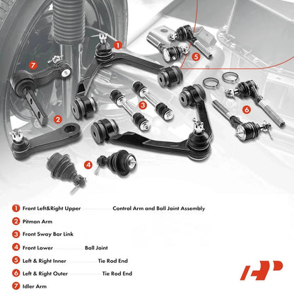 12-Piece Front Tie Rod Control Arm Ball Joint Set for Ford F-250