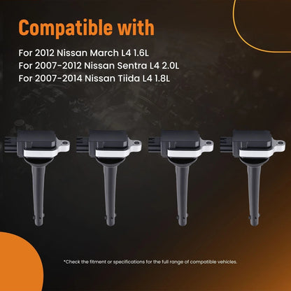 Ignition Coil Set (4) UF591 for Sentra Tiida March Nissan 2007-2014
