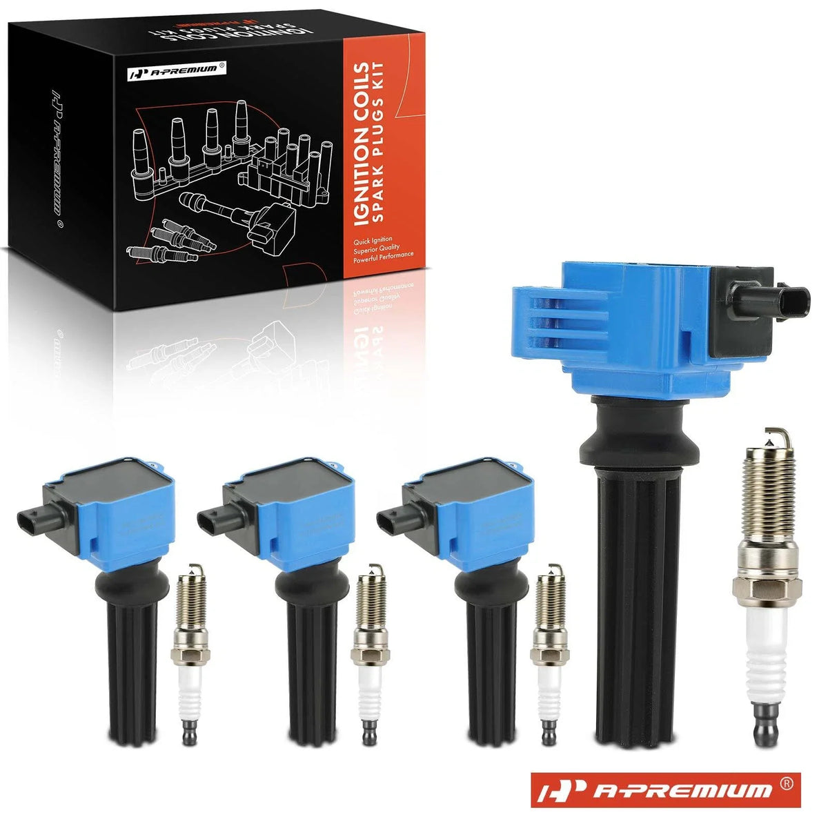 Set of 4 Ignition Coils & Iridium Spark Plugs for Ford Explorer Escape Edge