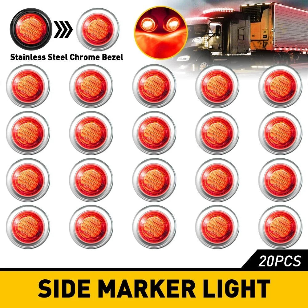 Truck Trailer LED Red Side Marker Lights - 12V