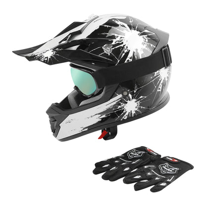 DOT Youth Helmet for Kids Motocross ATV UTV MX Off-Road (Goggles + Gloves)