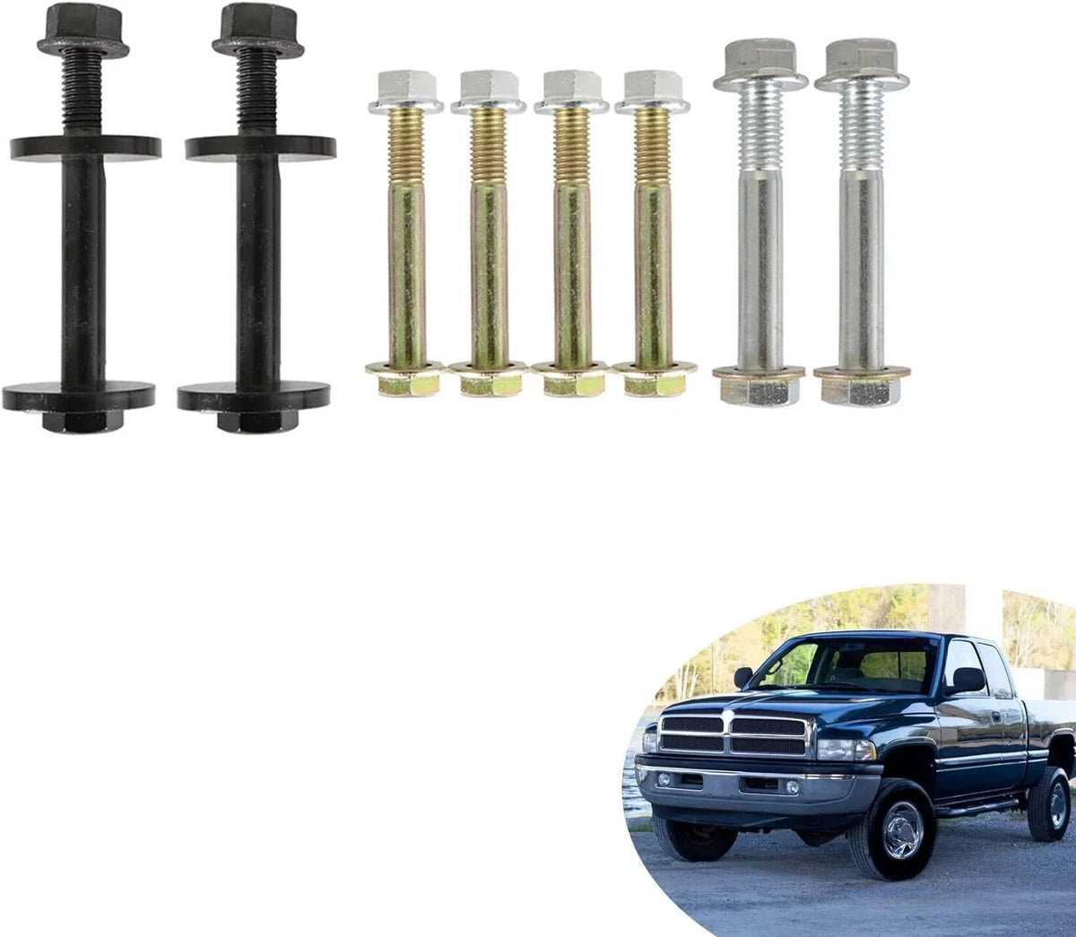 4x Complete Front Control Arms Cam Bolts & Hardware Kit for Dodge Ram (2000–2002)