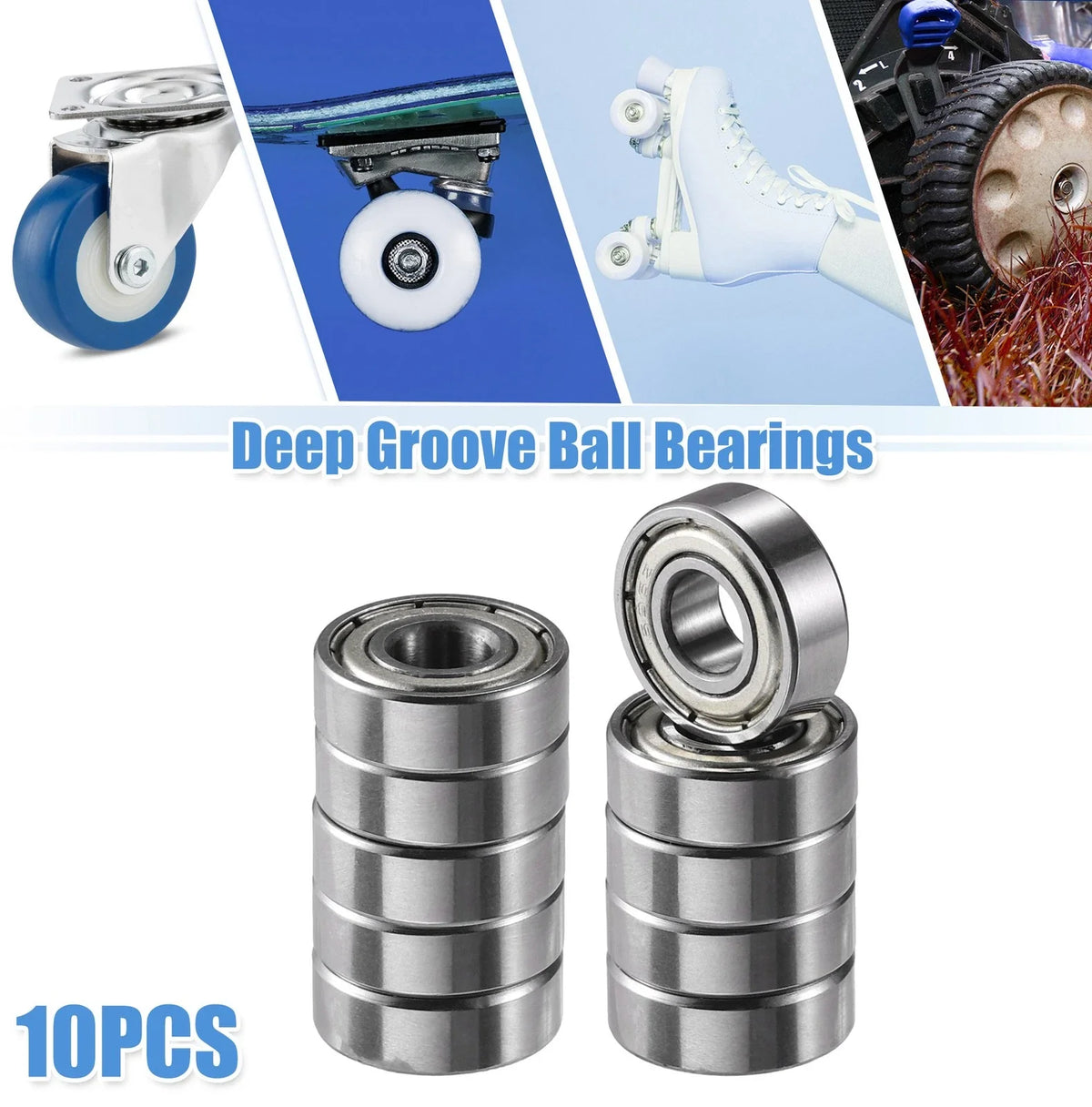 10pcs 6x15x5mm Double Metal Shield Ball Bearings 696-ZZ