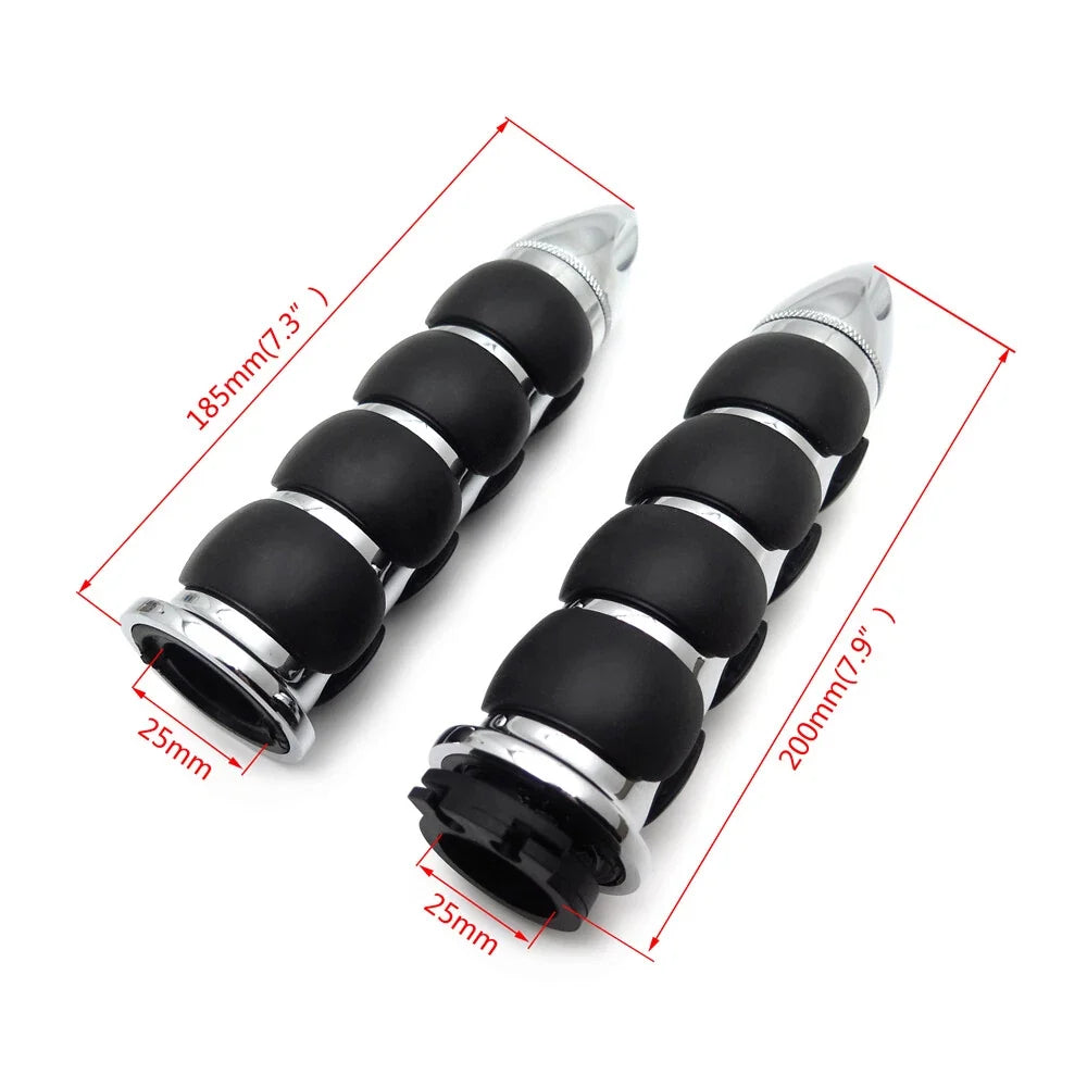 Chrome Bullet Rubber Hand Grips for Harley Chopper Bobber Touring Sportster
