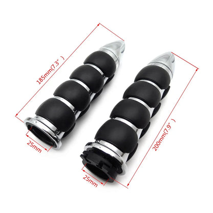 Chrome Bullet Rubber Hand Grips for Harley Chopper Bobber Touring Sportster
