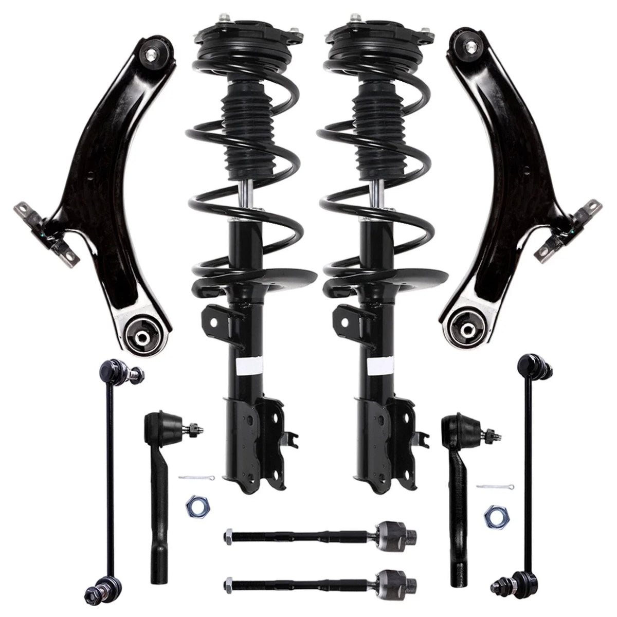 Front Struts Lower Control Arm Tie Rod Kit for Nissan Rogue (2008–2012)