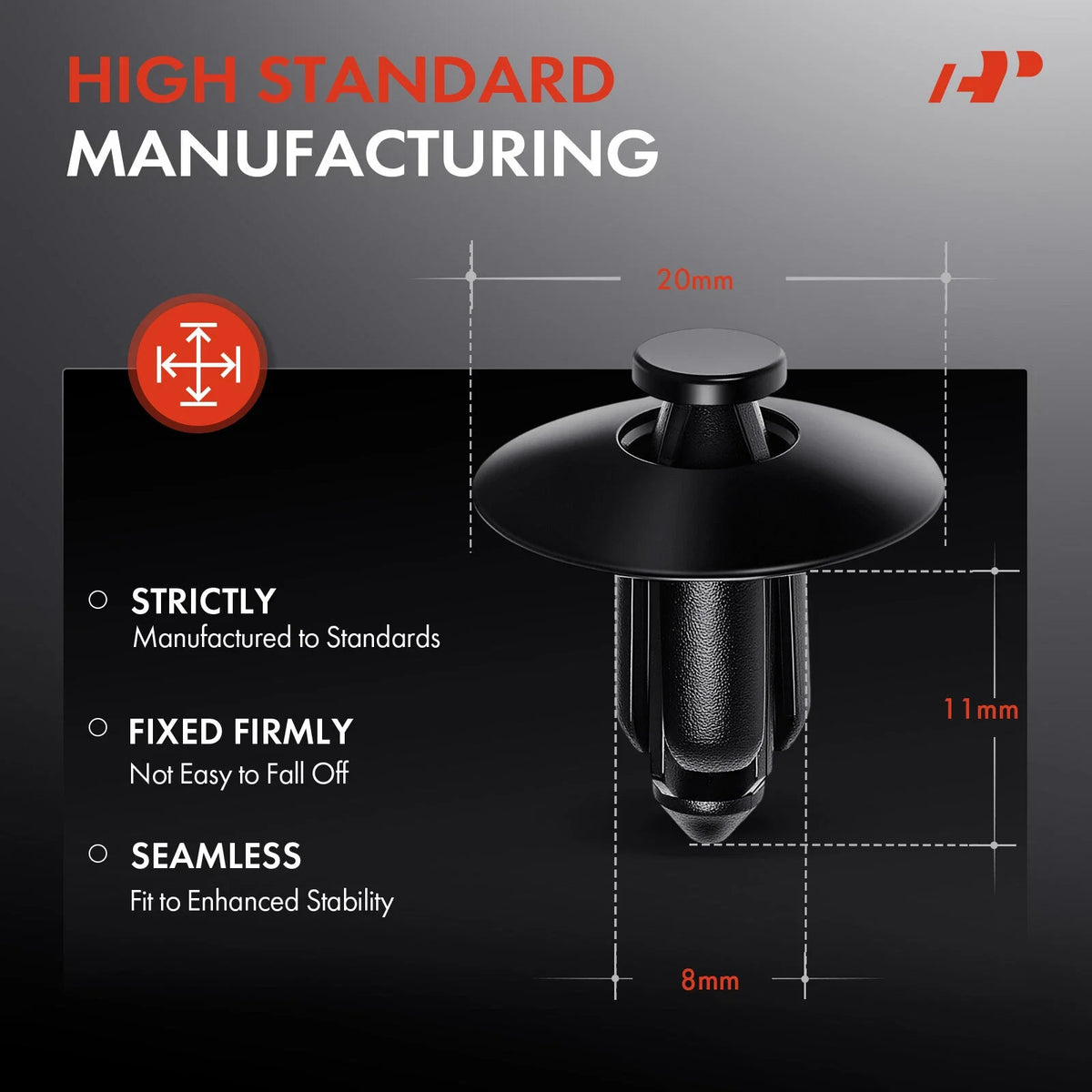 Front Bumper Push-Type Retainer Clip Set - 30pcs 8mm for Nissan