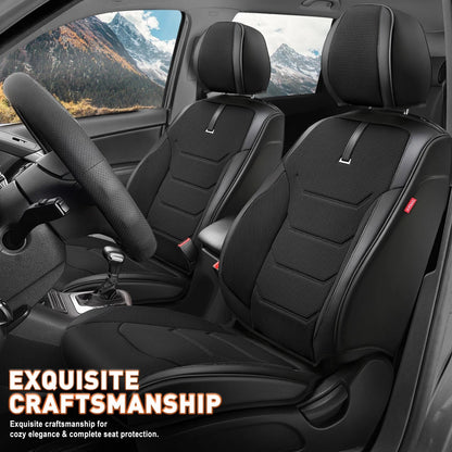 Front Row Bucket Seat Cover for Universal Fit (Sport Series, Black)