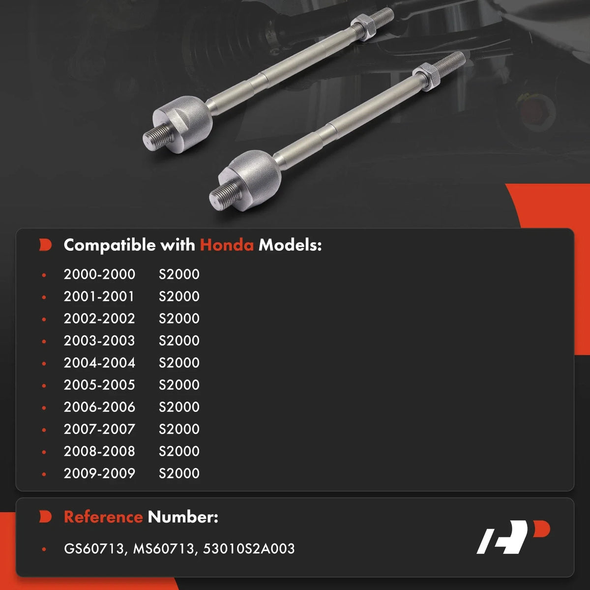 Set of 2 Front Inner Side Tie Rod Ends for S2000 (2000-2009)