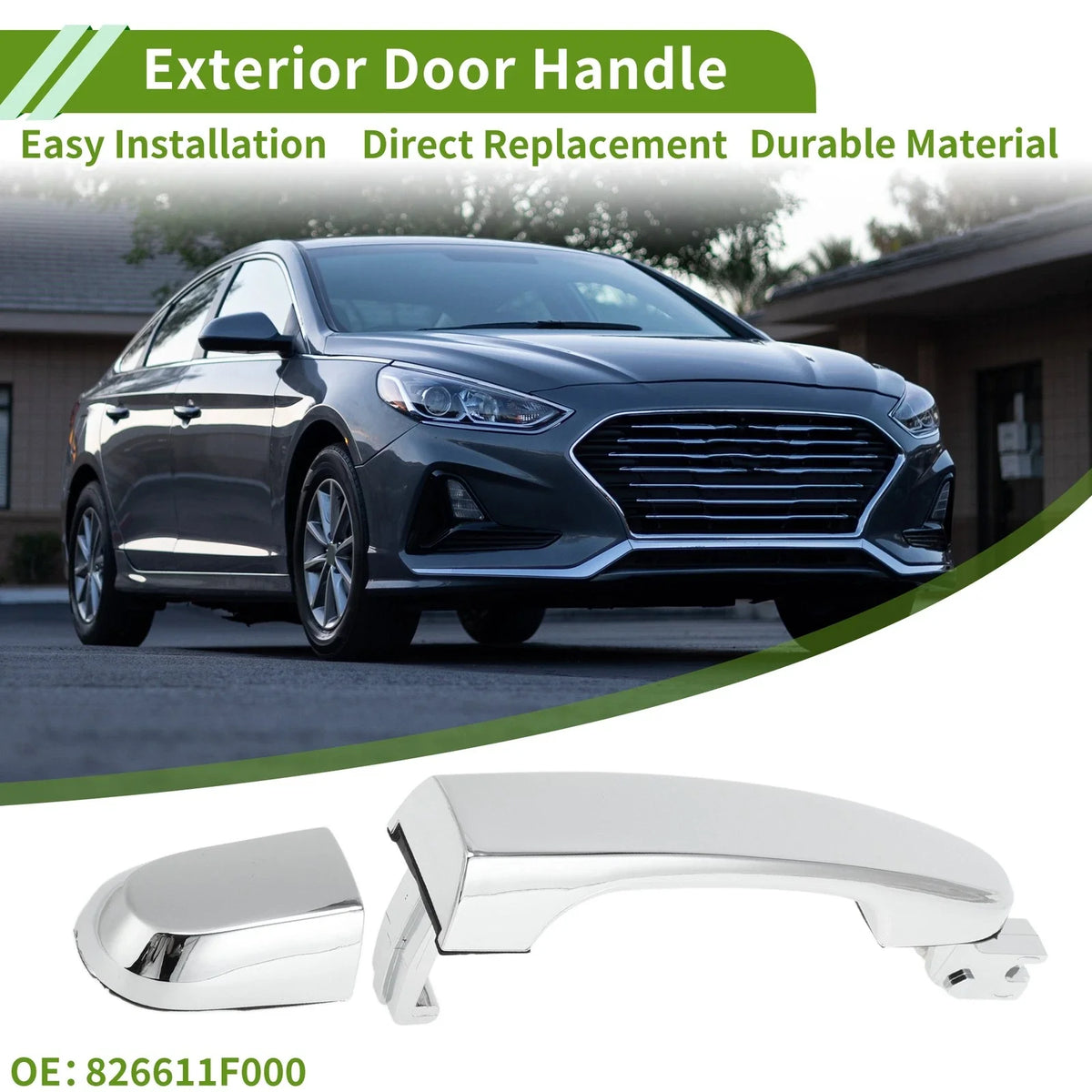 Exterior Door Handle for Hyundai Kia (No. 826611F000) Front Right Silver Tone
