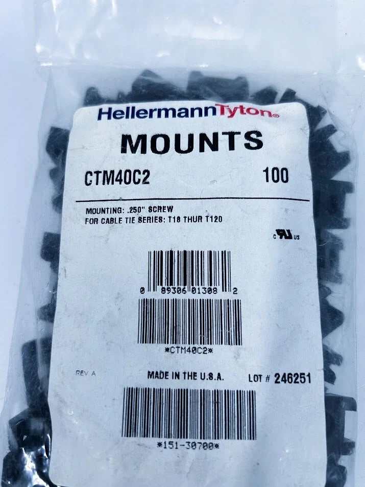 100 Pack Screw Mounts for Hellermann Tyton CTM40C2