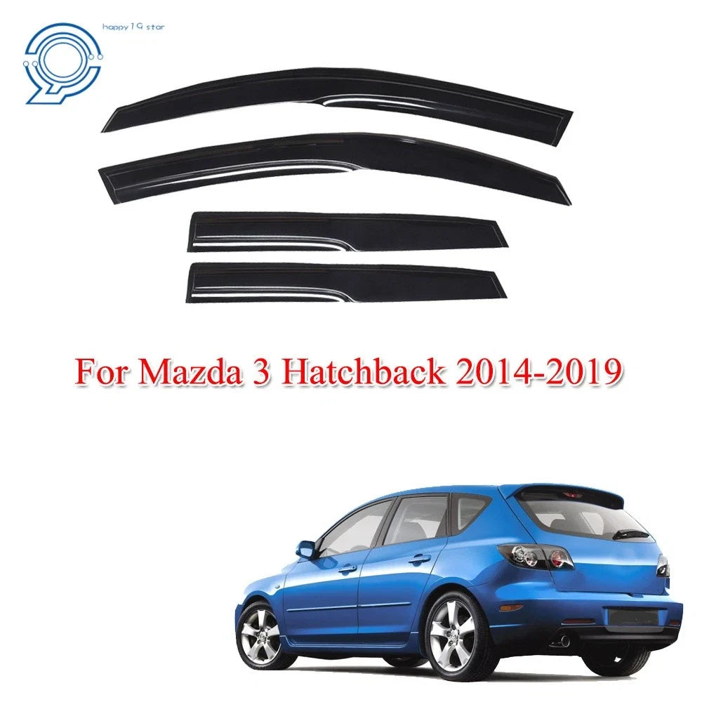 Set of 4 Window Visor Deflectors for Mazda 3 Hatchback (2004–2009)