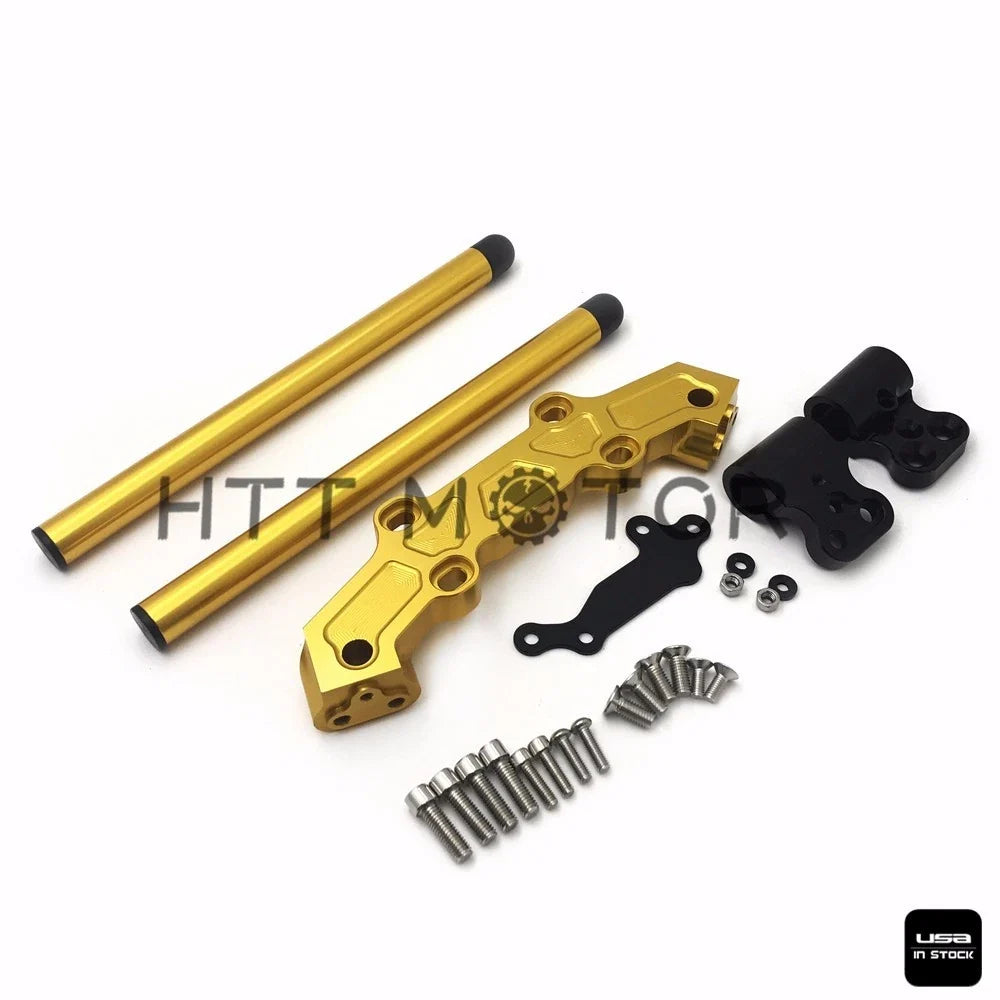 Handlebars Set with Clip-On Adapter Plate for Yamaha MT-09 FZ-09 2013-2016 Gold