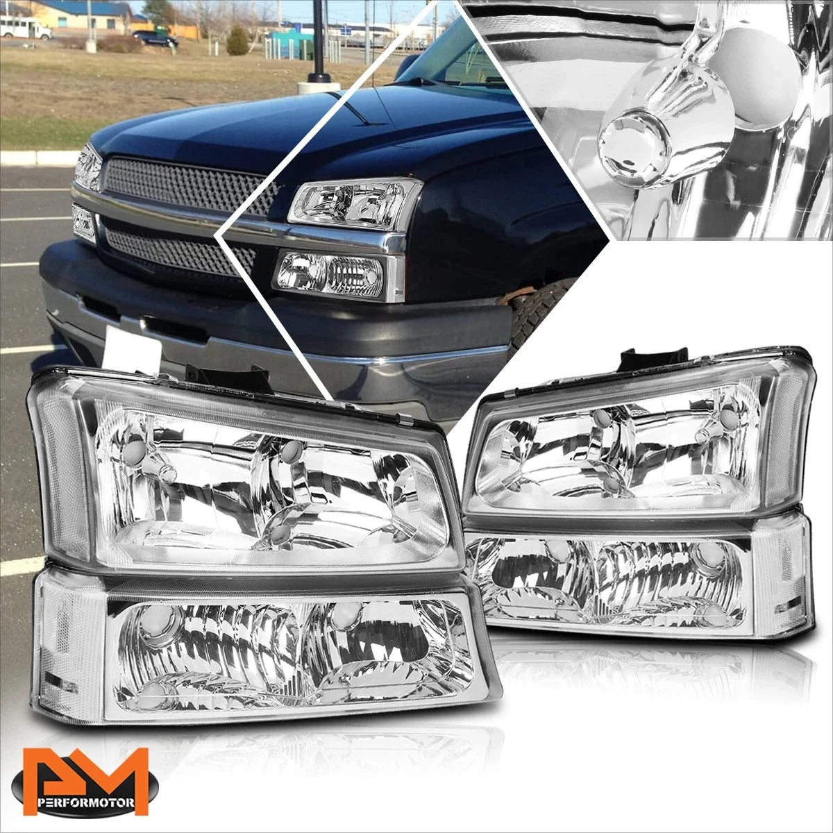 Bumper Headlight Lamps for 2003-2006 Chevy Silverado/Avalanche