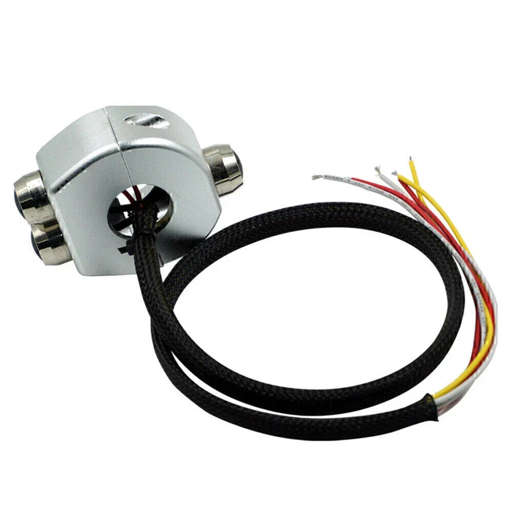 Momentary Button Switch for 7/8" Motorcycle Handlebars - Silver Finish