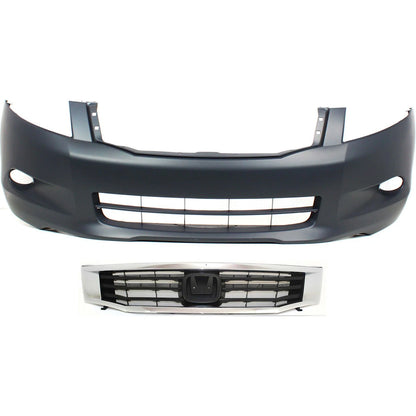 Grille Bumper Cover Kit for Honda Accord (2008–2010) Chrome Shell Paintable