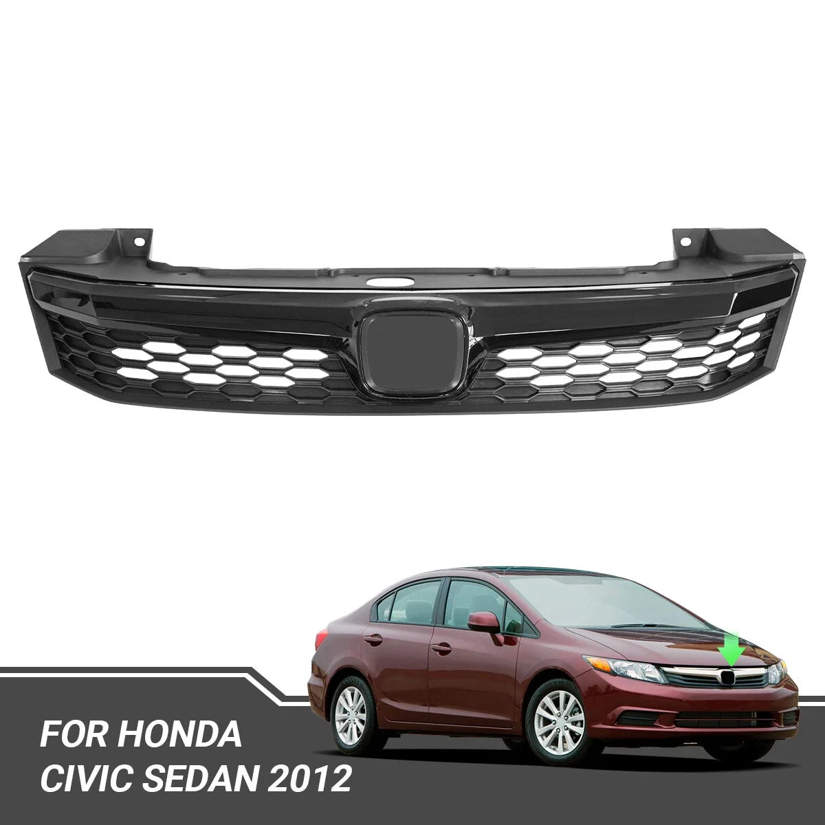 Front Bumper Grille for Honda Civic 4 Door Sedan (2012)