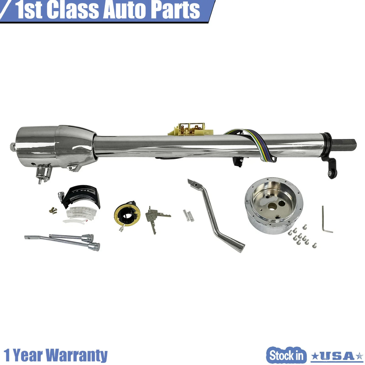 30" Steering Column Shift Tilt with Key & Wheel Adapter for Auto