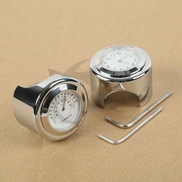 Handlebar Clock & Thermometer 1" 7/8" for Honda VT CB VTX