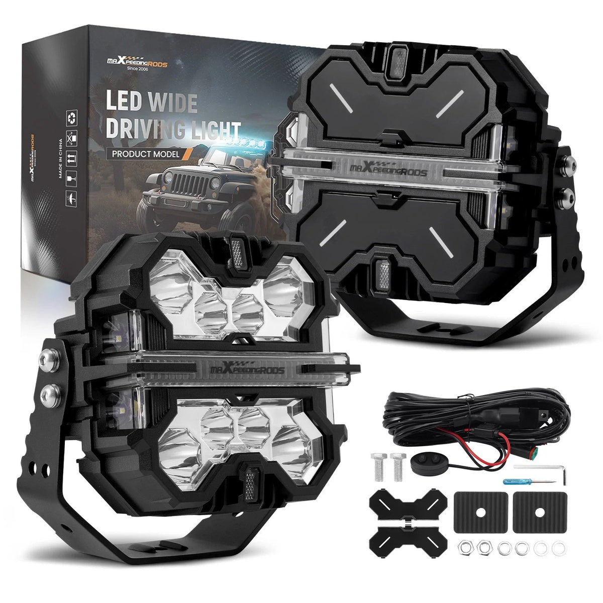 252W 7 Inch Square LED Offroad Lights for All Universal Vehicles