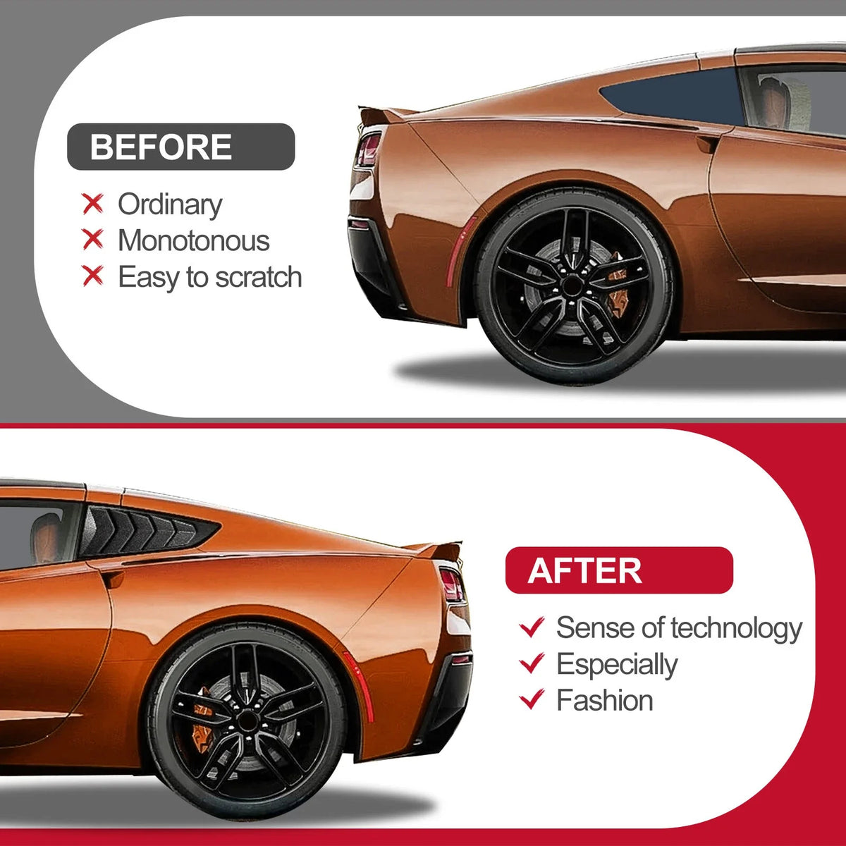 Side Window Louver Cover Sun Shade for Chevrolet Corvette C7 (2014–2019)
