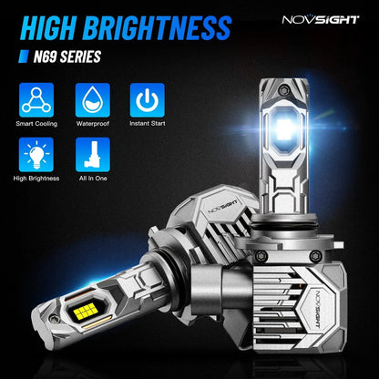 NOVSIGHT 9006 LED Headlight Bulbs (2 Pack) - 6500K, 30000LM, 130W