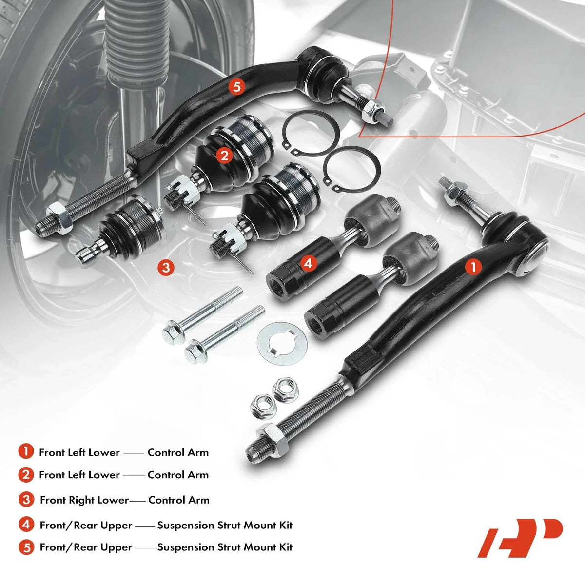 Set of 8 Control Arm Ball Joints for 2003–2007 Honda Accord