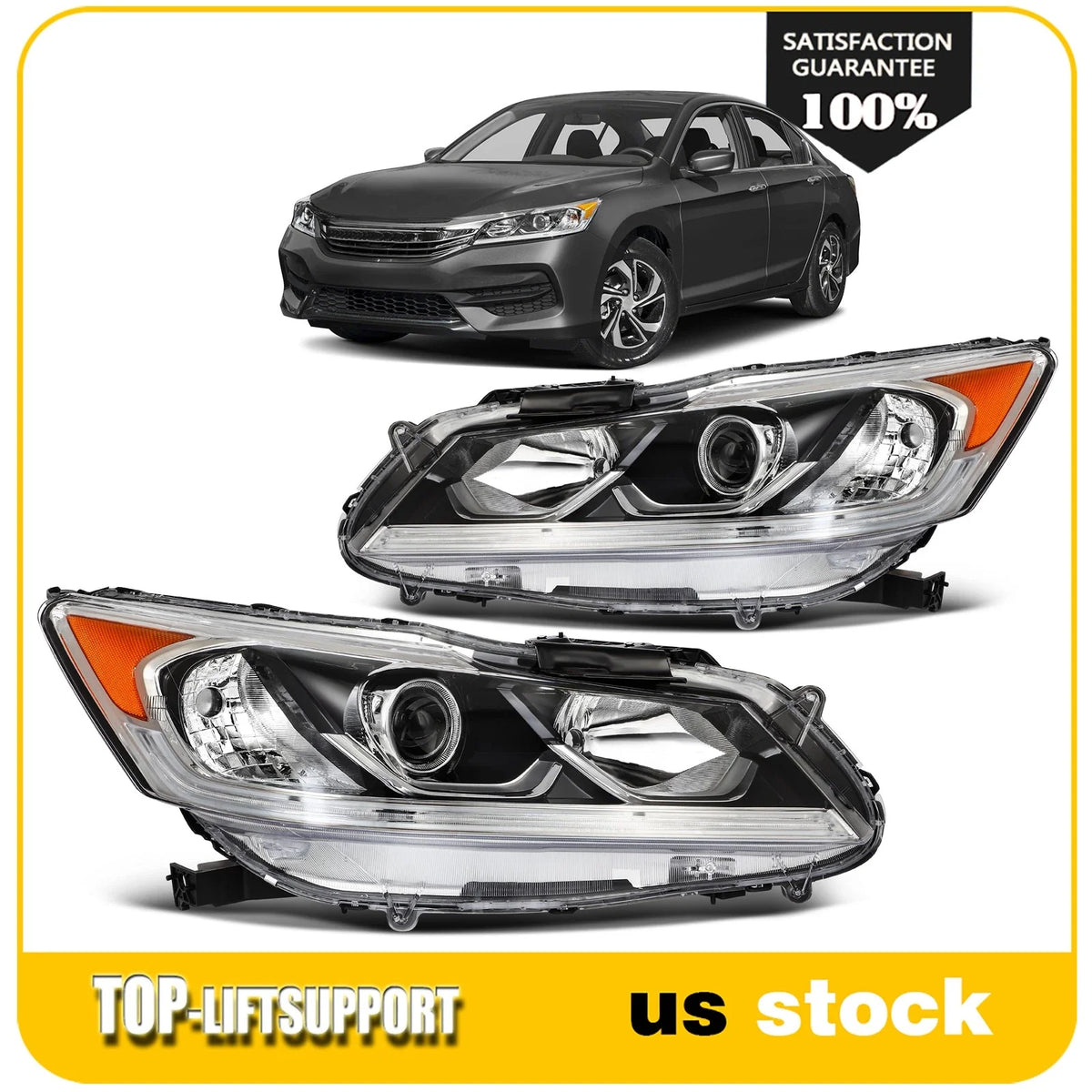 2X LED DRL Headlights for Honda Accord Sedan (2016–2017)