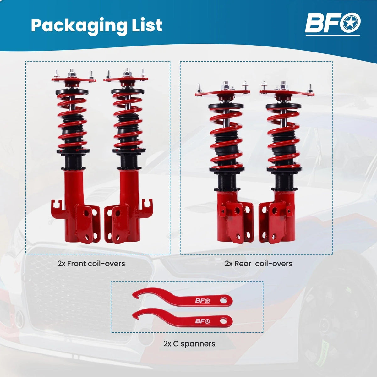 BFO Shock Struts Coilovers for Subaru WRX GC8 (1993-2001)