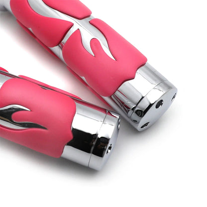 Pink Chrome Flame Hand Grips for Yamaha V Star 1100 (2000-2009)