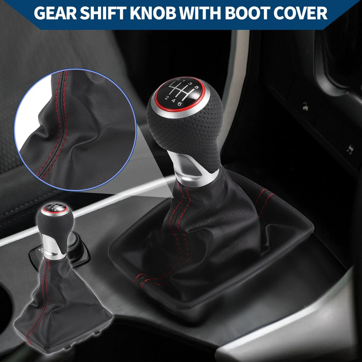 6 Speed Gear Shift Knob with Dust Cover for Audi S-Line (2007–2015)