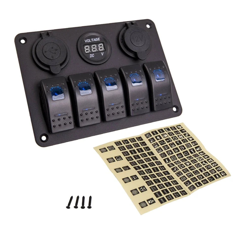 5 Gang Toggle Switch Panel for Car Boat Marine