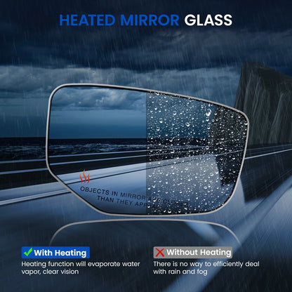 Passenger Side Heated Door Mirror Glass for Honda Accord 2008-2012
