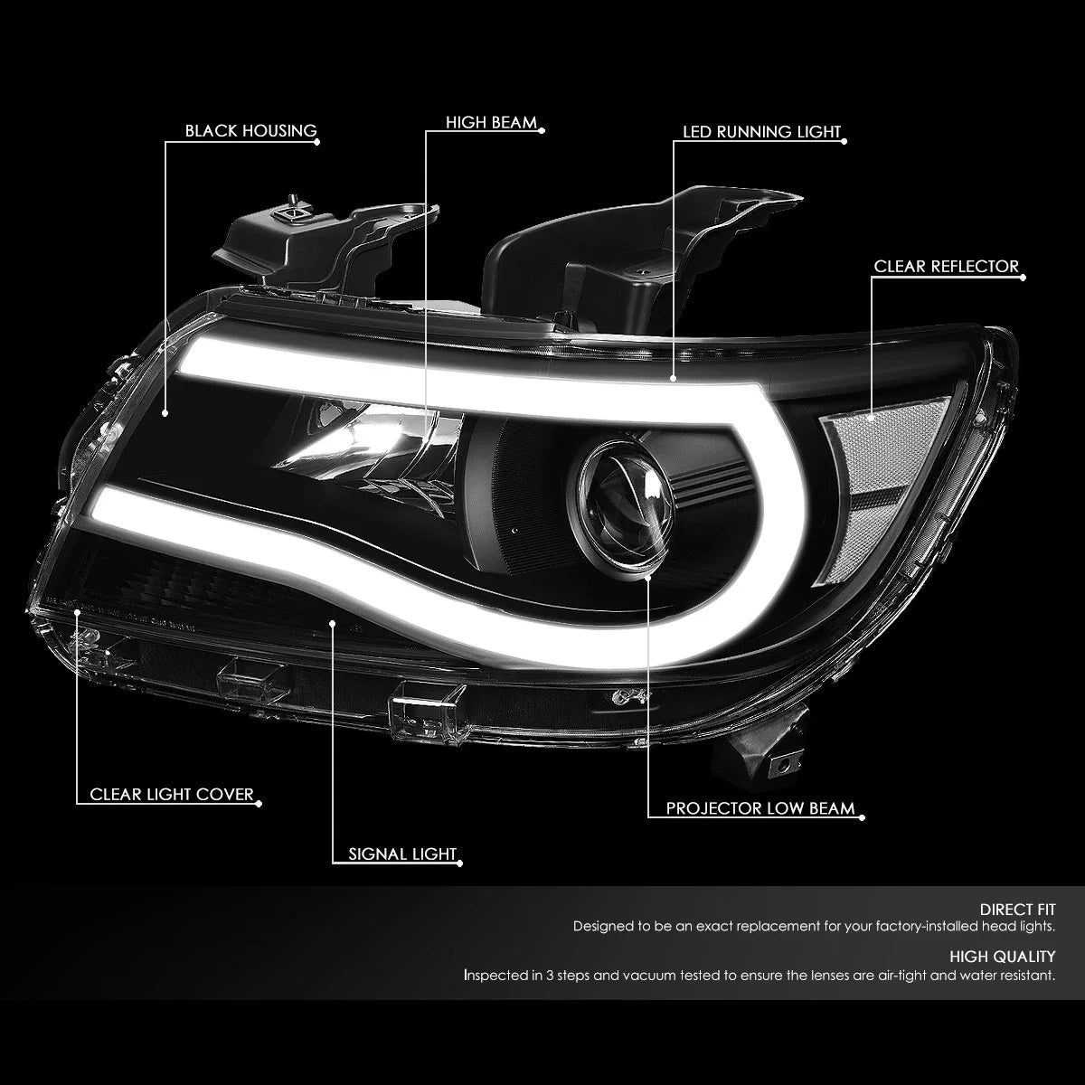 3D LED DRL Bar Projector Headlights for Colorado (2015–2023)