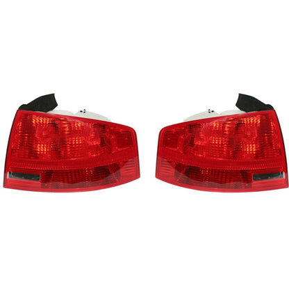 Halogen Tail Light Set for Audi A4 Quattro (2005–2008) Outer Red w/ Bulbs