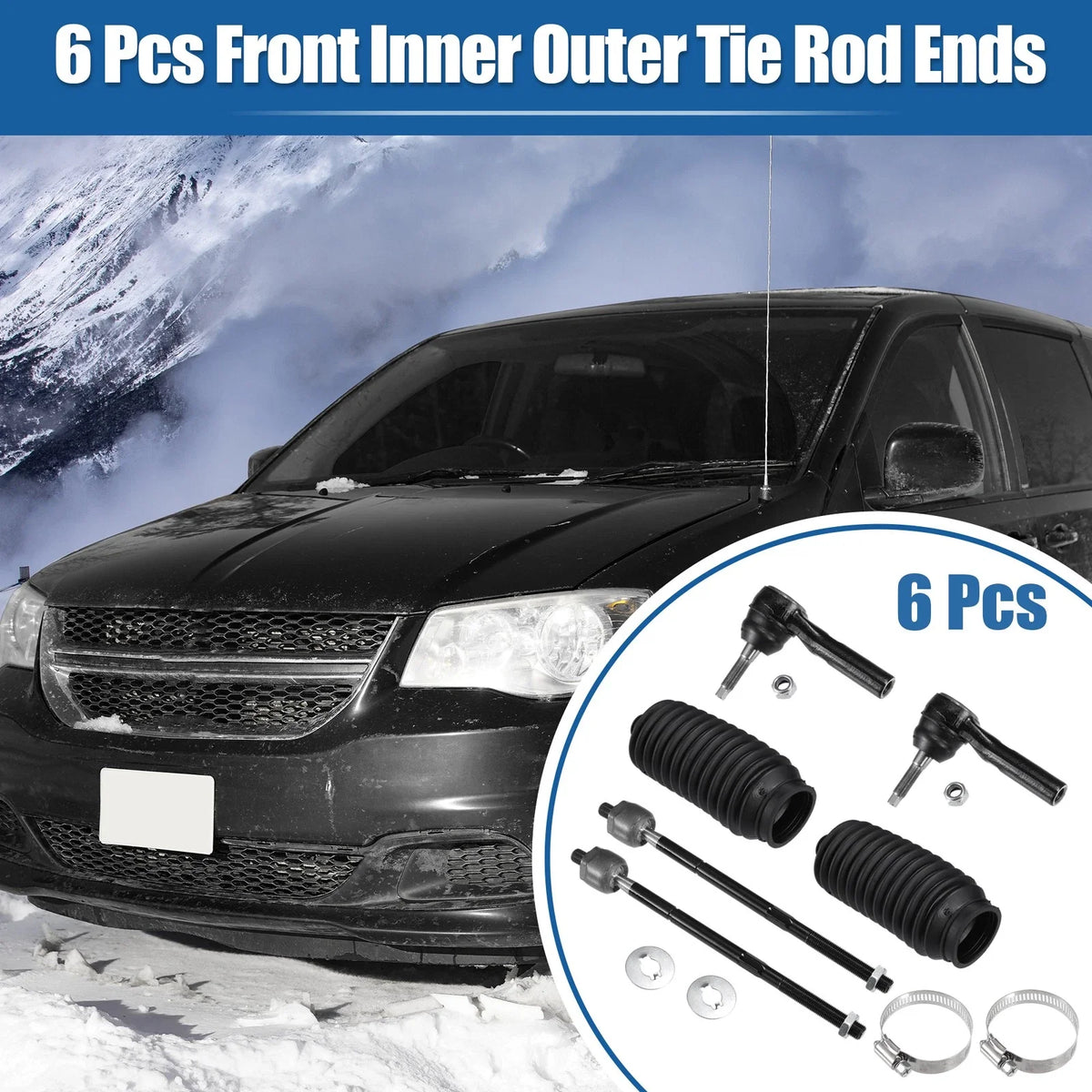 6 Pcs Tie Rod End Links for Dodge Caravan (1996–2007)