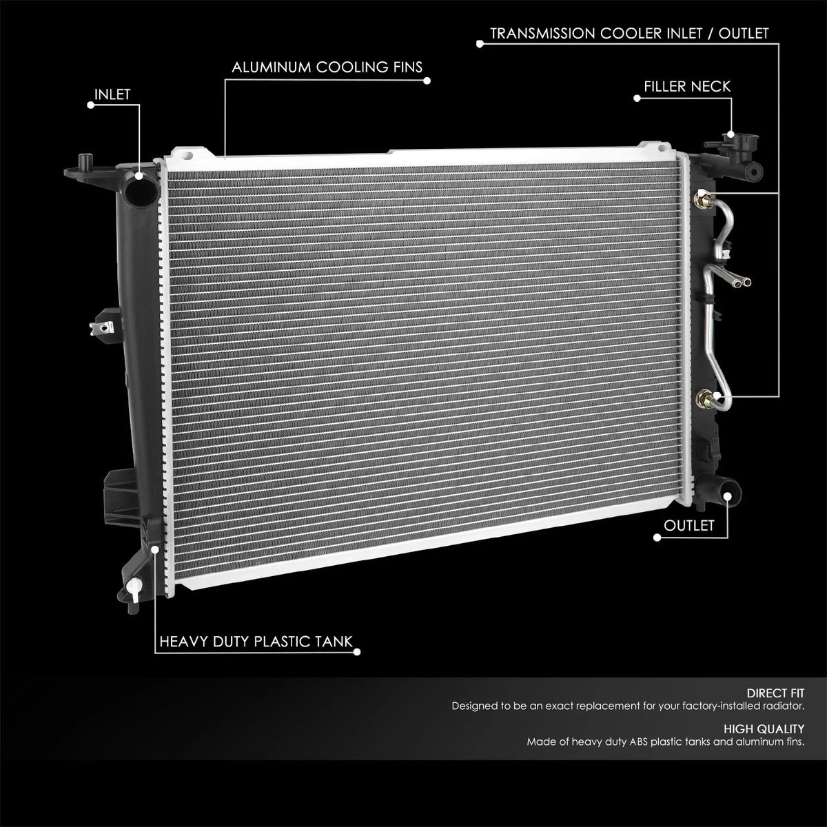 Aluminum Core Radiator Replacement for Genesis Coupe 3.8L (2010–2014) DPI 13388