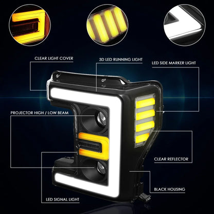 3D LED Dual Projector Headlight for Super Duty (2017-2019)