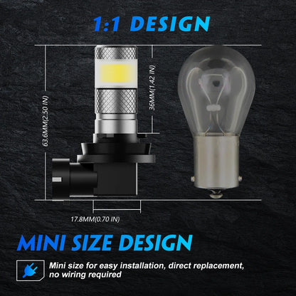 Universal 2X 9006 LED Brake Tail Turn Signal Light Bulb 3600LM