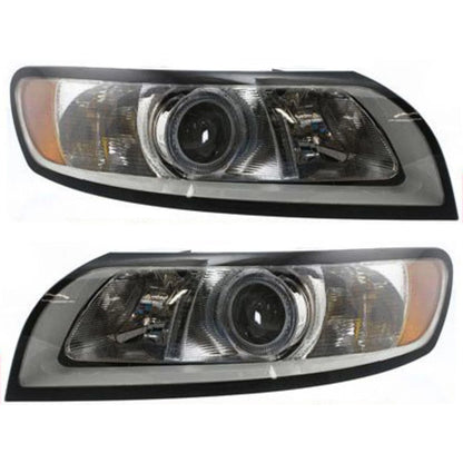 Headlight Set of 2 for Volvo S40 (2008–2011) with Bulb