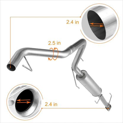 Catback Exhaust System Stainless Steel 2.5"OD for FJ Cruiser 2007-2014