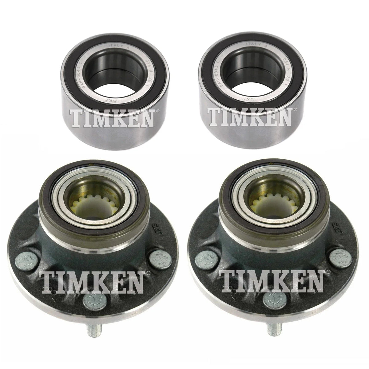 Front & Rear Wheel Bearings & Hubs Kit for Ford Transit Connect (2010–2013)