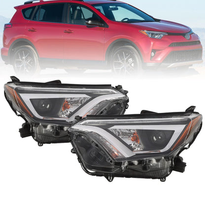 Pair of LED Headlight Headlamps for Toyota RAV4 (2016–2018) Chrome