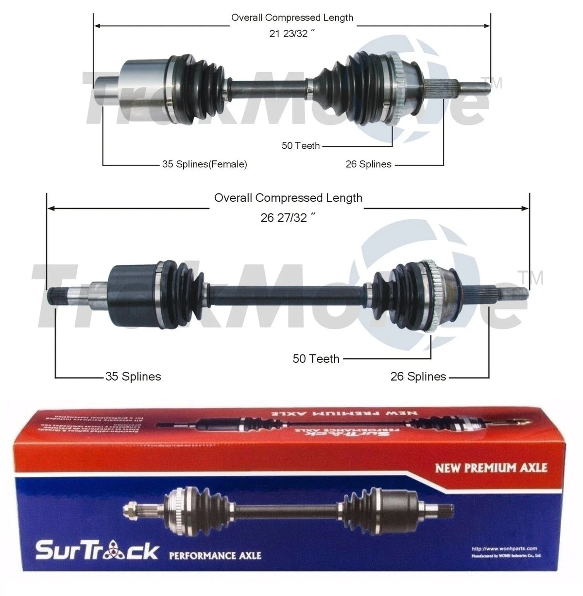 Set of 2 Front CV Axle Shafts for Mercury Lincoln Ford (FWD)