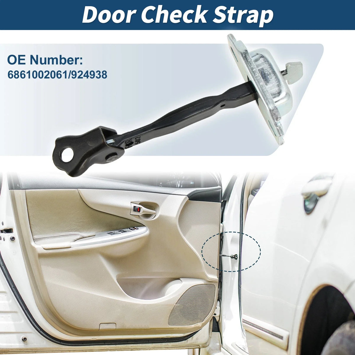 Front Right Door Check Strap for Toyota Corolla (2003–2008) No.6861002061