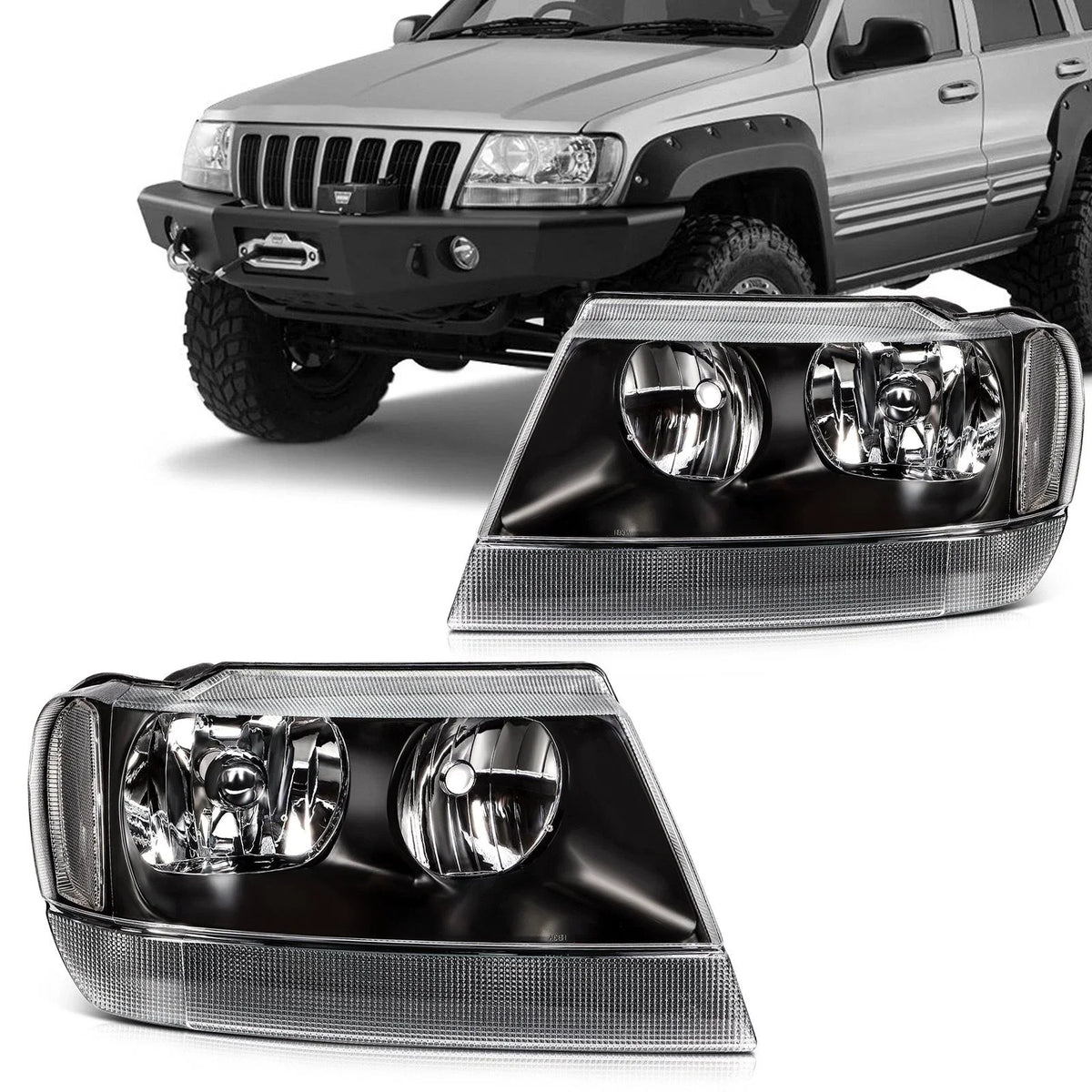 Headlight Assembly Pair for 1999-2004 Jeep Grand Cherokee