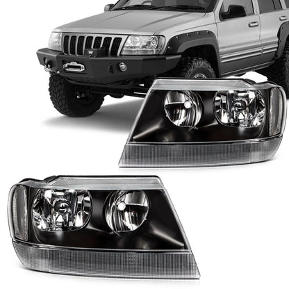 Headlight Assembly Pair for 1999-2004 Jeep Grand Cherokee
