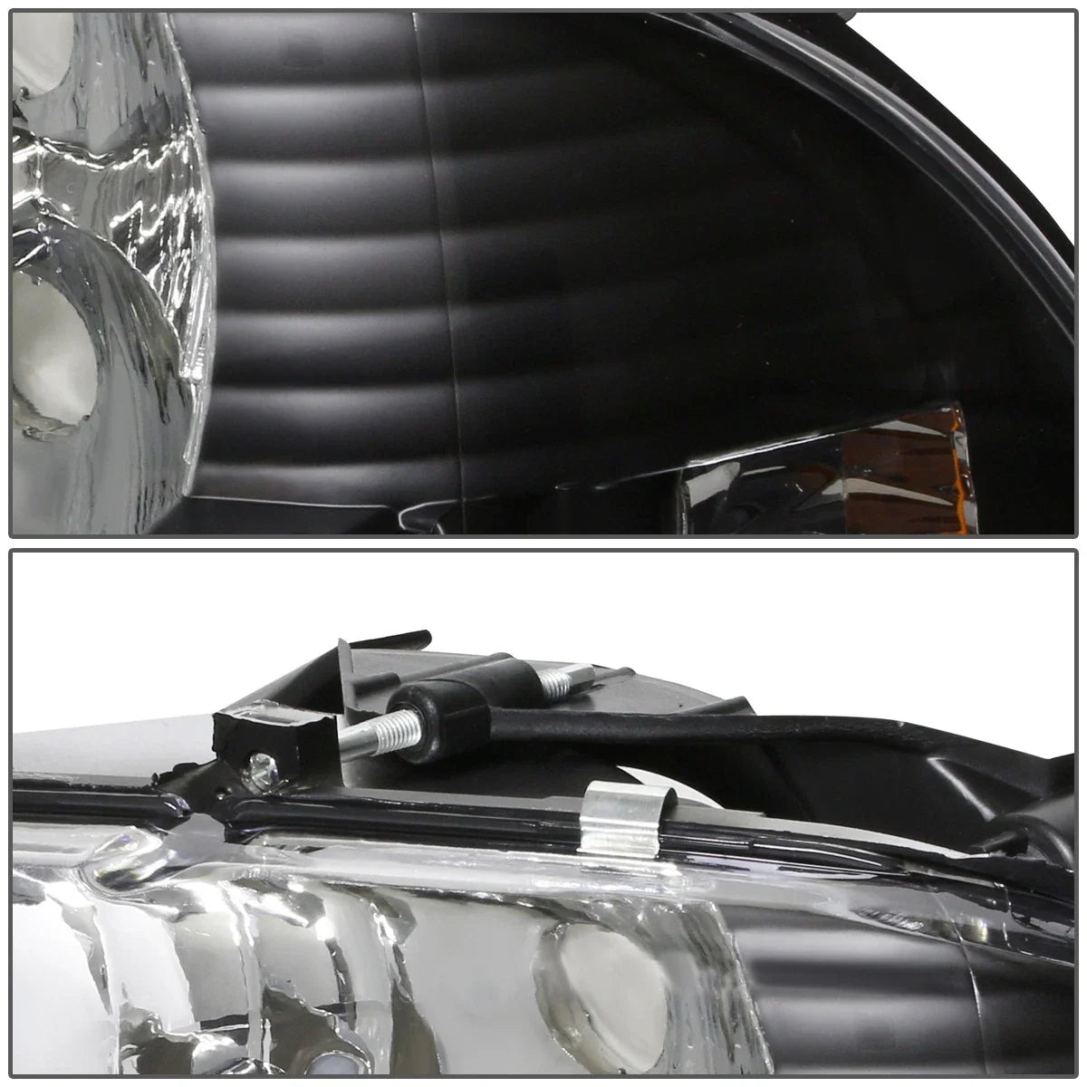 Set of 2 Black Housing Amber Side Headlights for Dodge Dakota/Durango (1997–2004)