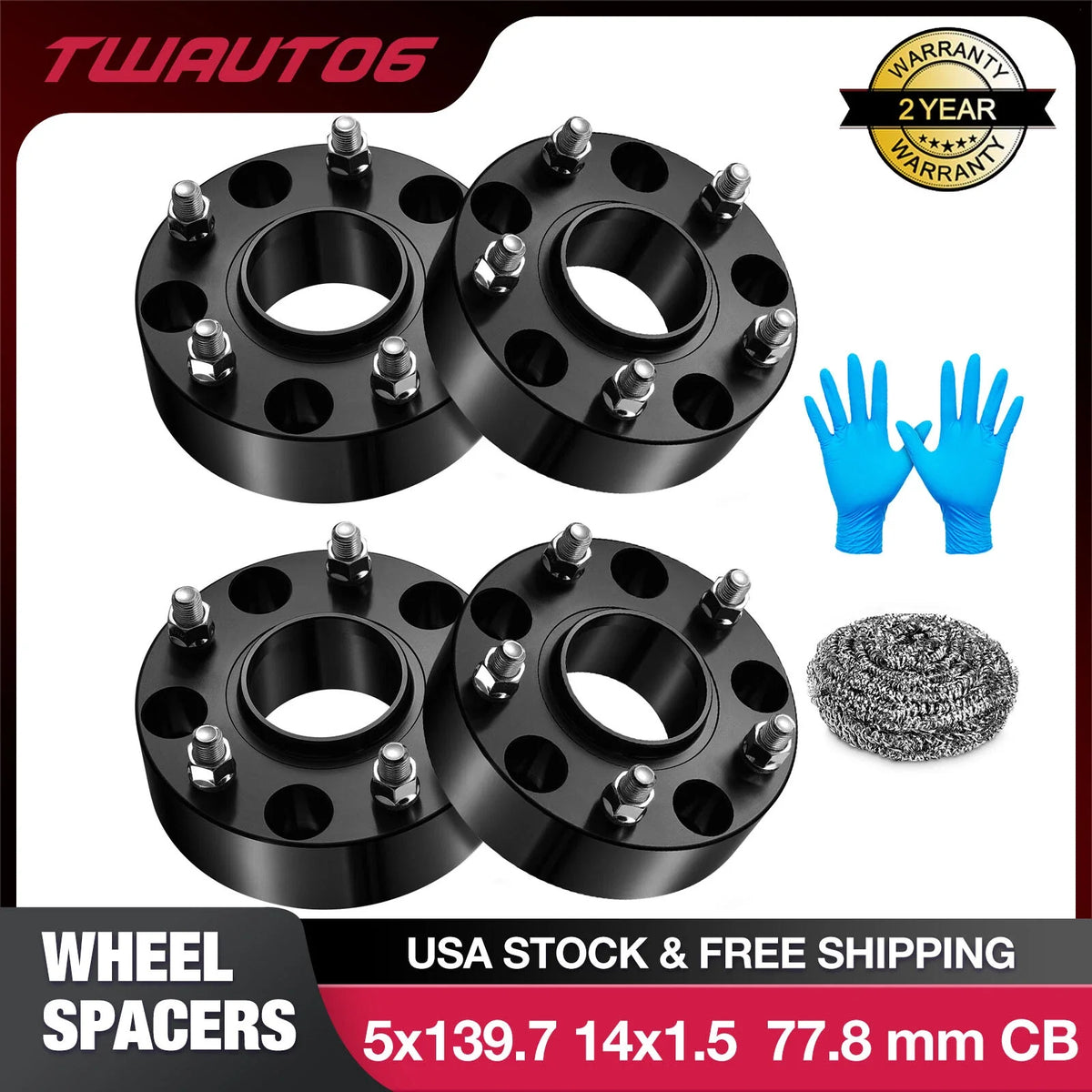 4-Piece Set of 5x5.5 Hub Centric Wheel Spacers 2" Black for Ram 1500 2012-2018